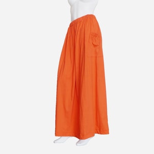 Womens Long Maxi Skirt Country Style In Bright Apricot Orange Cotton Blend Skirt
