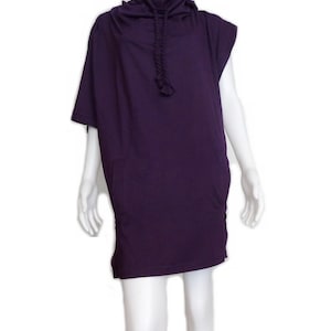 Cowl neck asymmetrical T Shirt Unisex Wear Purple