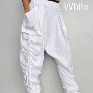 Low Crotch Harem pants unique White cotton blend