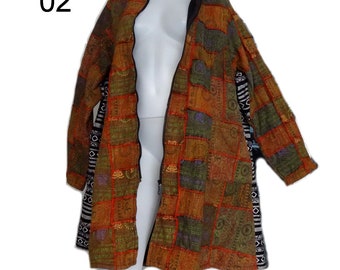 Jacke Mantel Hoodie OOAK Patchwork Baumwolle Unisex wear