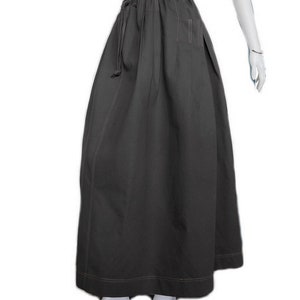 Maxi Long Skirt Pleated Unique Green Cotton