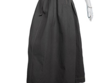 Maxi Long Skirt Pleated Unique Green Cotton