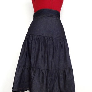 Asymmetrical Ruffle Skirt Unique Cotton Denim Lightweight