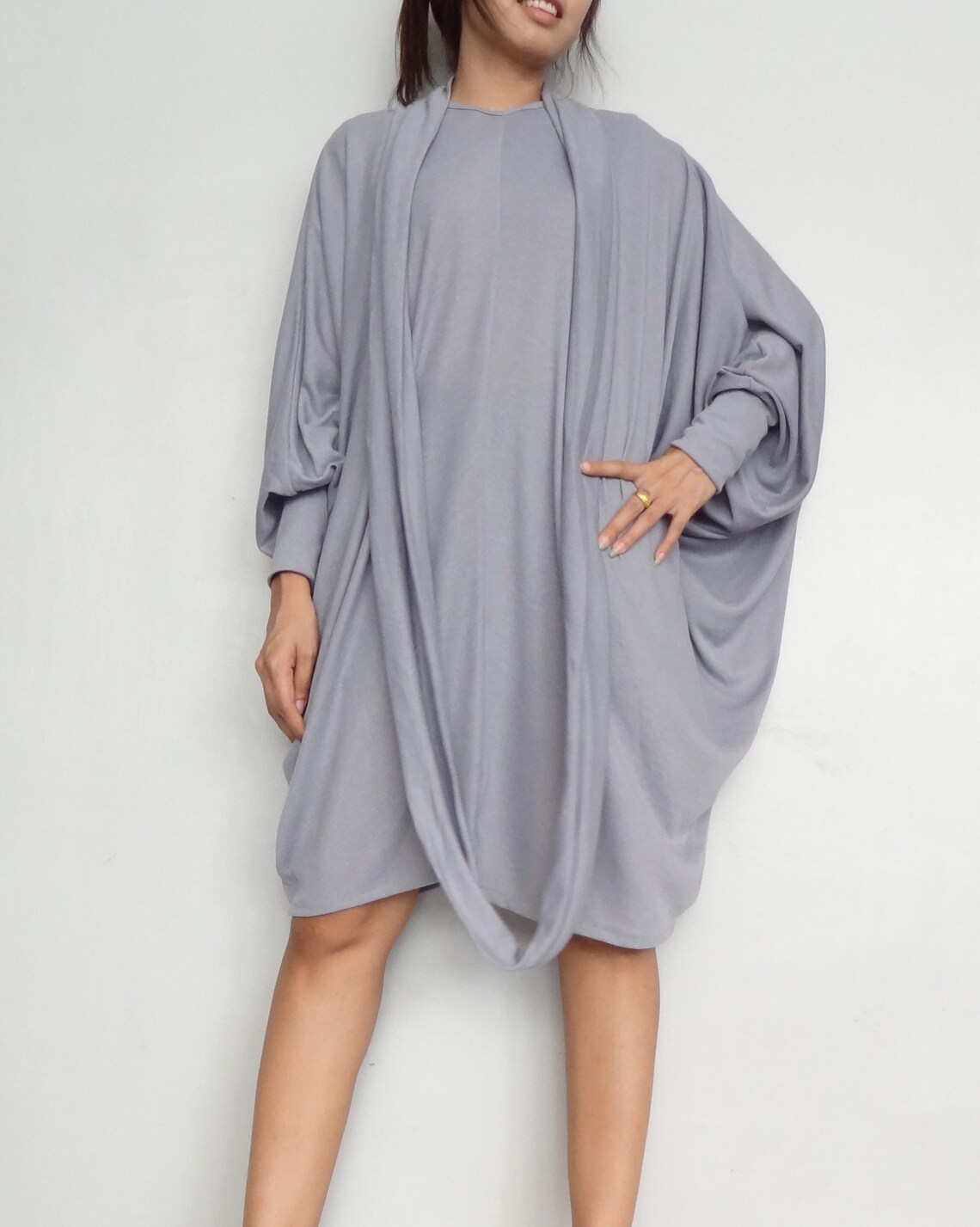 Women Zebra Print Dip Sides Batwing Tunic Oversized Kaftan