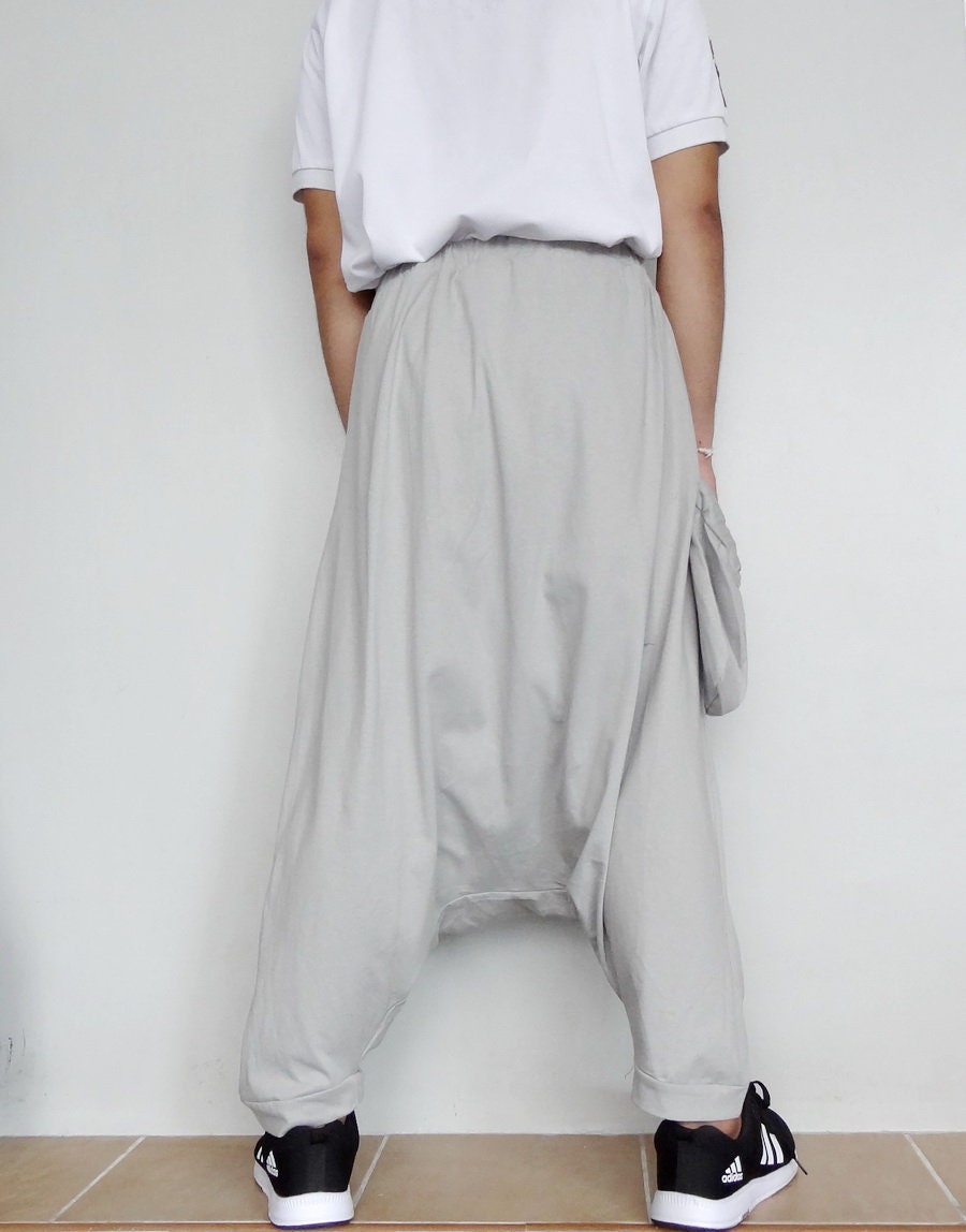 Harem Pants Gray in Cotton Blend Unisex - Etsy