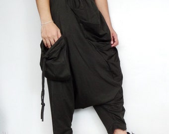 Harem Pants Green in Cotton Blend Unisex