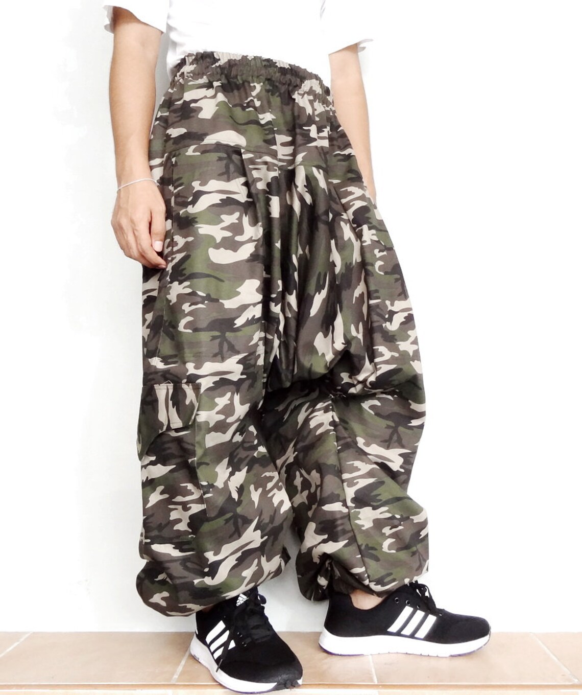 Camouflage Drop Crotch Baggy Harem Pants Unisex P12. Etsy