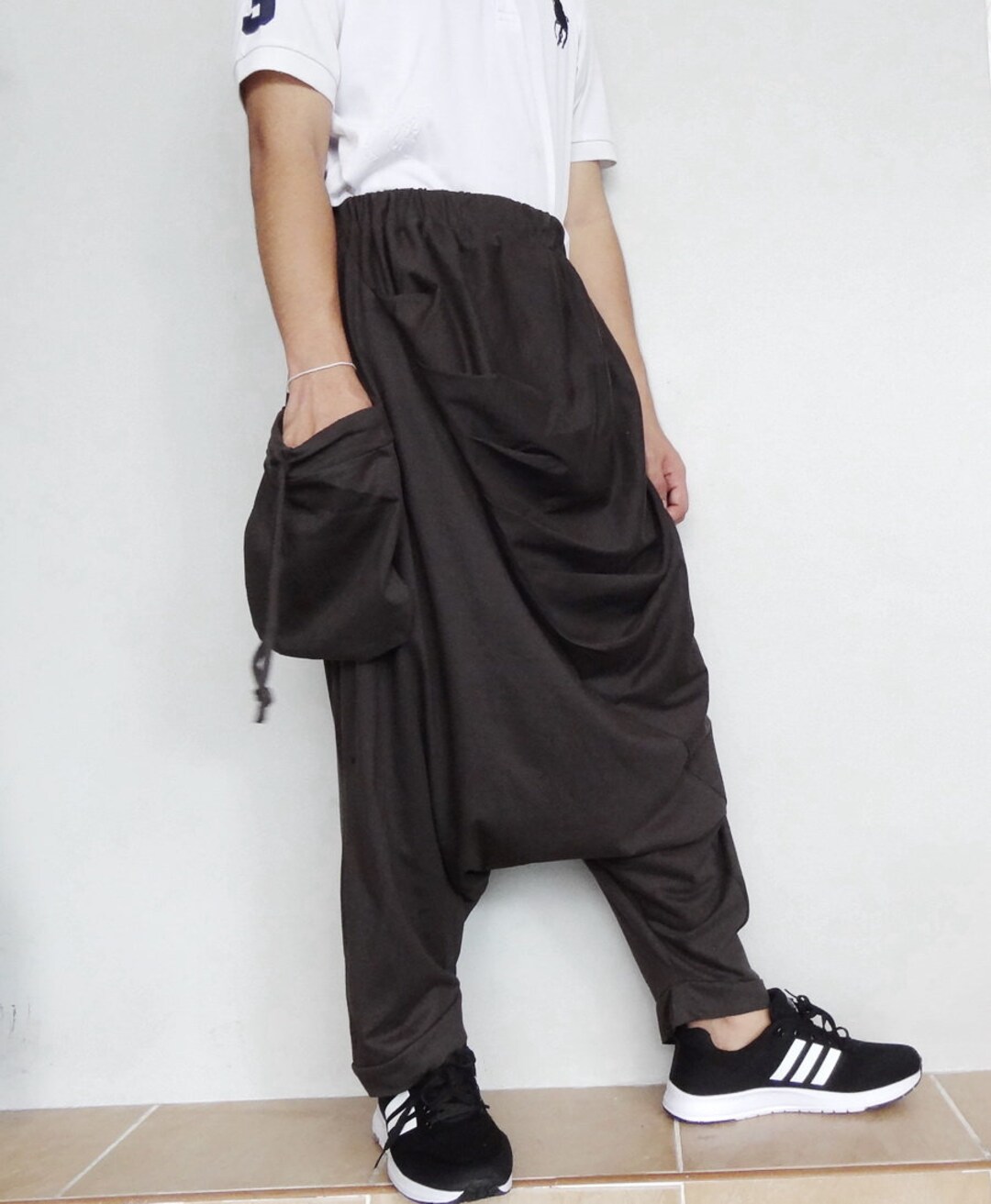 Harem Pants Gray in Cotton Blend Unisex - Etsy