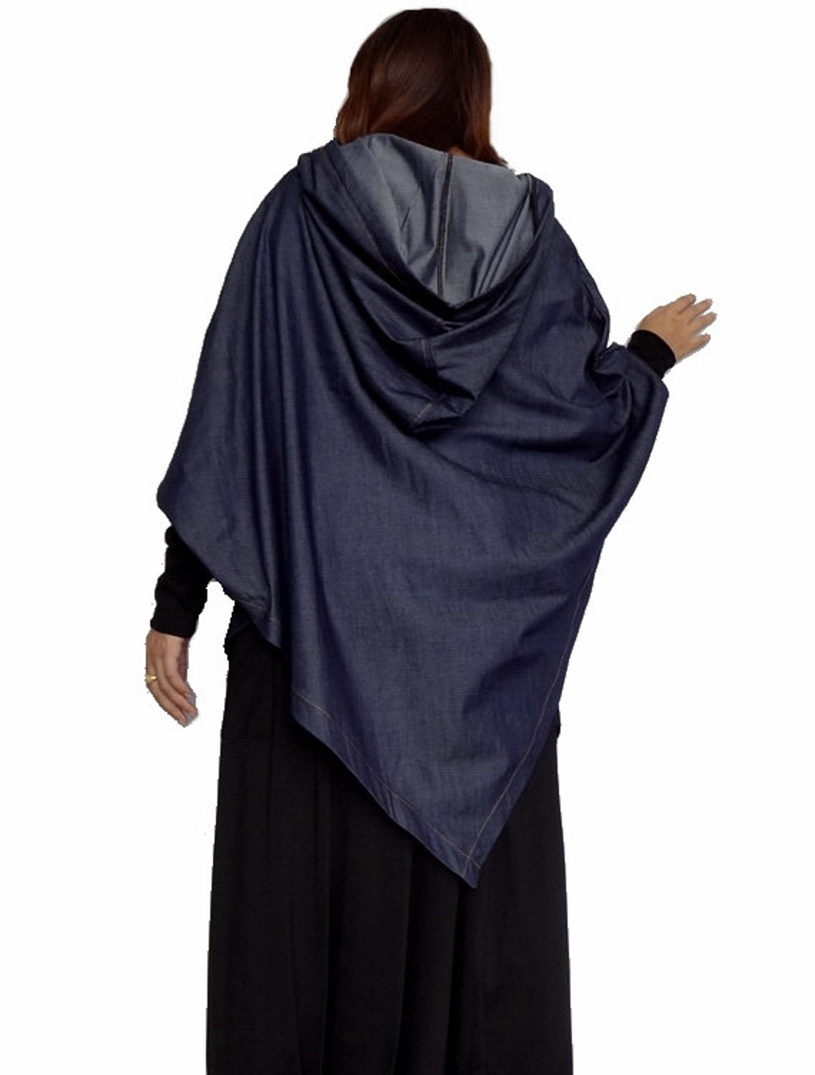 Túnica Manga Larga Sudadera con Capucha Poncho Asimétrico Etsy España