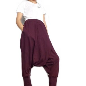 Drop Crotch Pants Harem Style Trendy Streetwear In Maroon Cotton Blend Dhoti PD-02 image 1