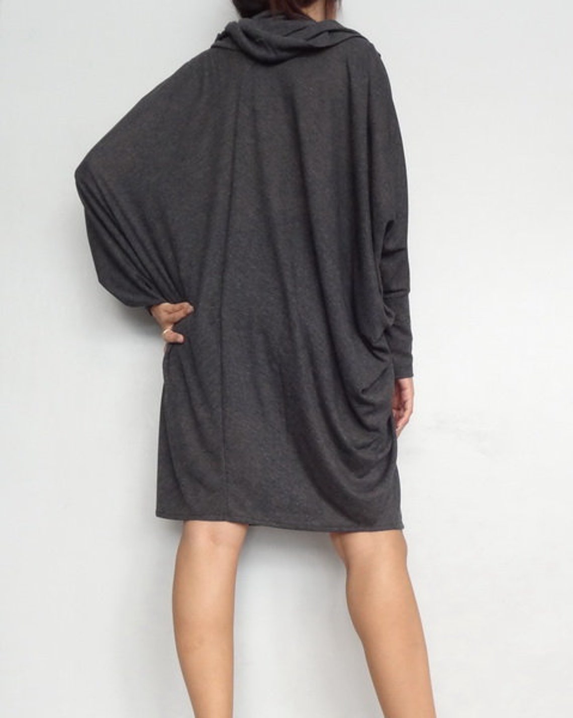 Women Bat Wing Tunic Kaftan Style Top in Black Cotton Blend - Etsy