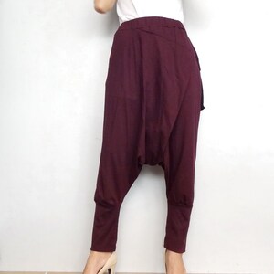 Drop Crotch Pants Harem Style Trendy Streetwear In Maroon Cotton Blend Dhoti PD-02 image 2