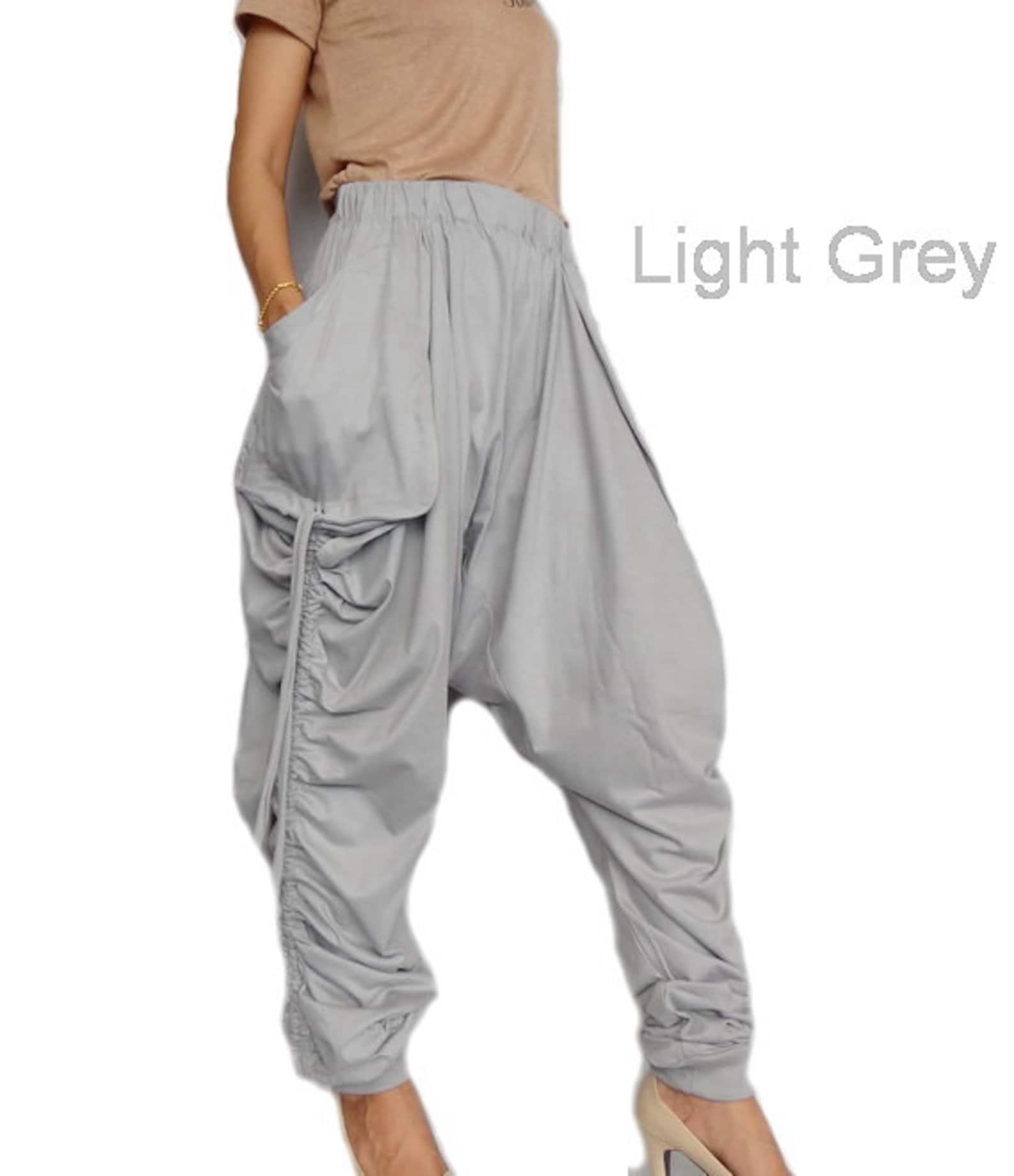 PATTERNED HAREM LOW CROTCH PANTS RED