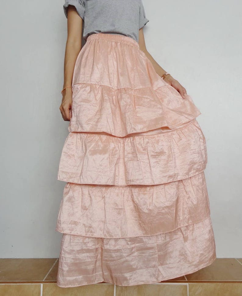 Women Bustle Long Skirt Casual Gypsy Bohemian Rose Pink - Etsy