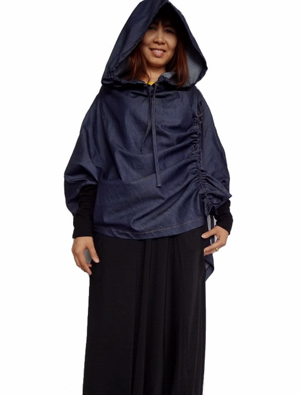 Túnica Manga Larga Sudadera con Capucha Poncho Asimétrico Etsy España