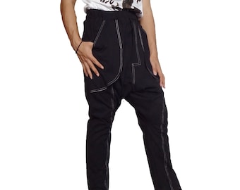 Harem Pants Black Cotton Blend