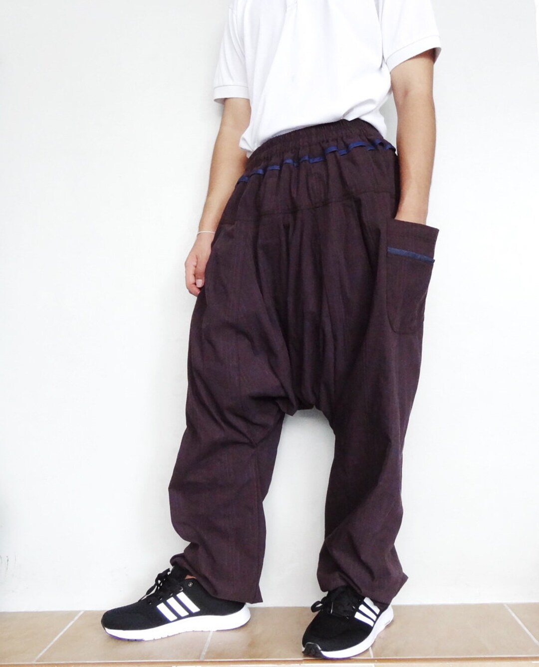 Baggy Drop Crotch Harem Pants Cotton Lightweight Dark Purple - Etsy