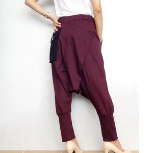 Drop Crotch Pants Harem Style Trendy Streetwear In Maroon Cotton Blend Dhoti PD-02 image 3