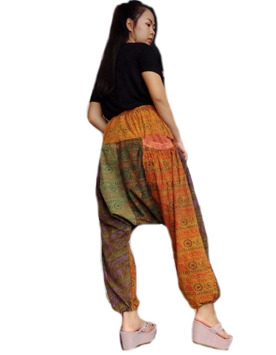 Harem Pants Patchwork Unisex Drop Crotch Baggy OOAK Cotton Etsy