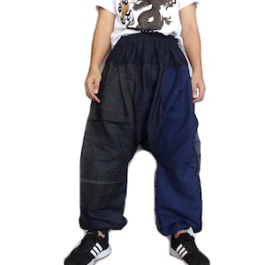 Unique Urban Patchwork Harem Pants - Hip Hop, Rave, Streetwear - Unisex Denim Cotton - One of a Kind