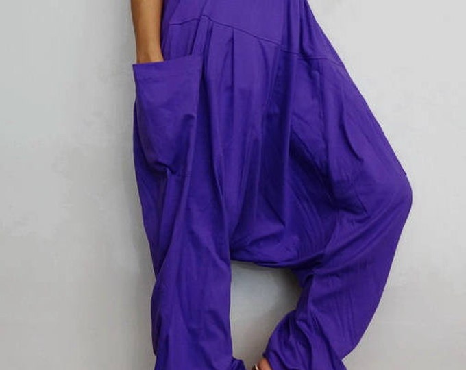 OMARI DROP CROTCH HAREM TROUSERS - STONE