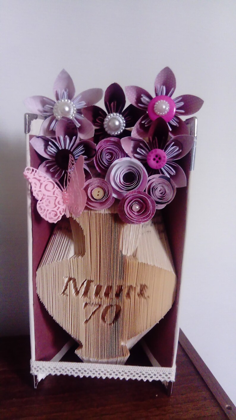 Any Name and Age Vase Book Folding Pattern combination Fold Etsy UK