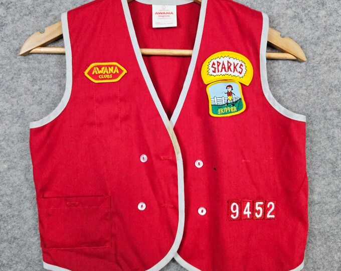 Awana Club Sparks Girl's Official Uniform Vest Size L Red With Patches ...