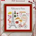 Paris cross stitch pattern, Welcome to Paris cross stitch, Paris cross stitch, France cross stitch pattern, French cross stitch pattern PDF