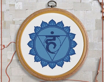 Blue chakra, Throat chakra, Cross stitch pattern