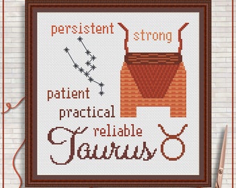 Taurus cross stitch pattern by Stitchery Stitch - 4 palettes