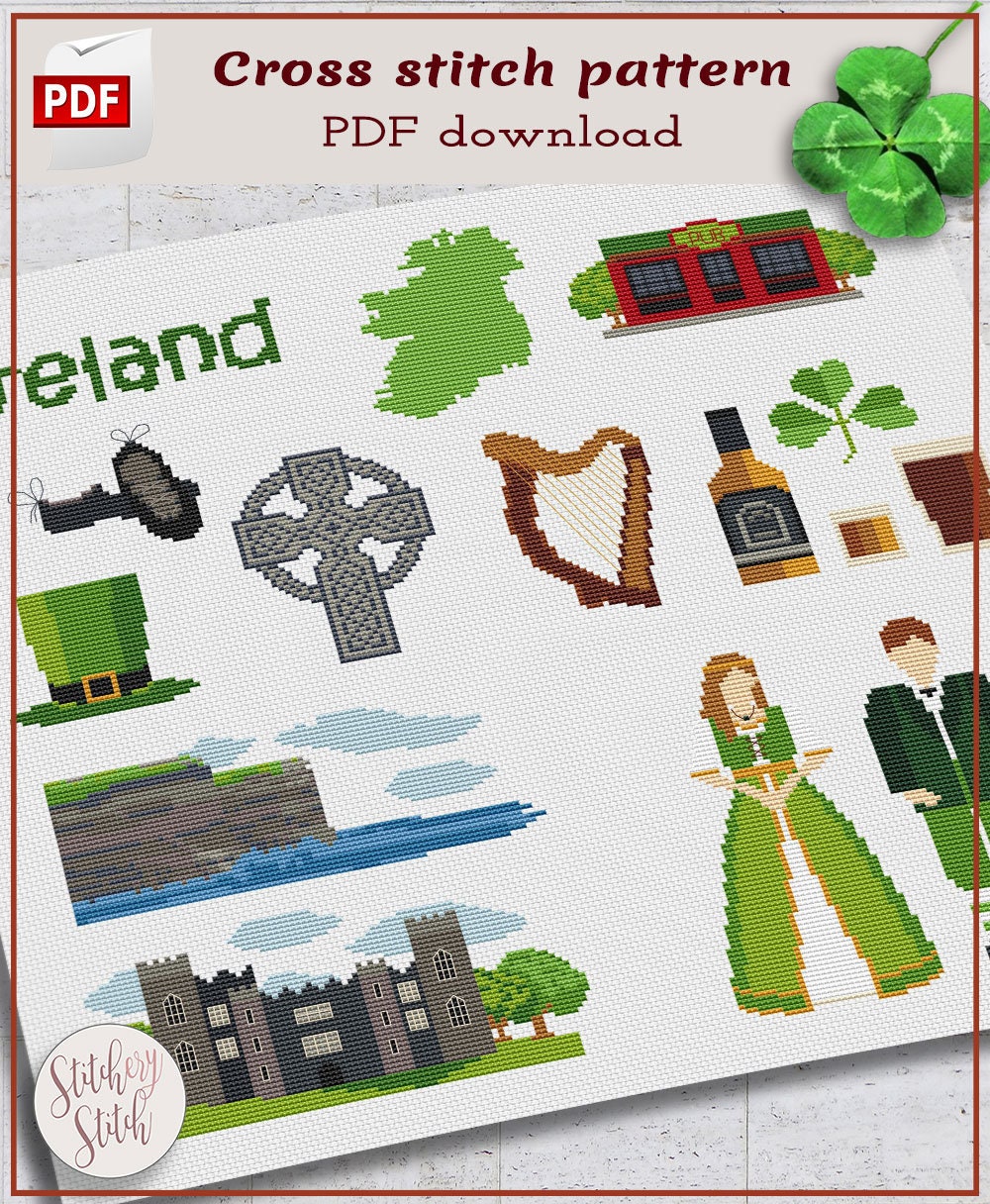 Ireland Cross Stitch Pattern Irish Cross Stitch Chart Etsy