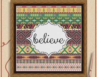 Modern folk cross stitch pattern by Stitchery Stitch