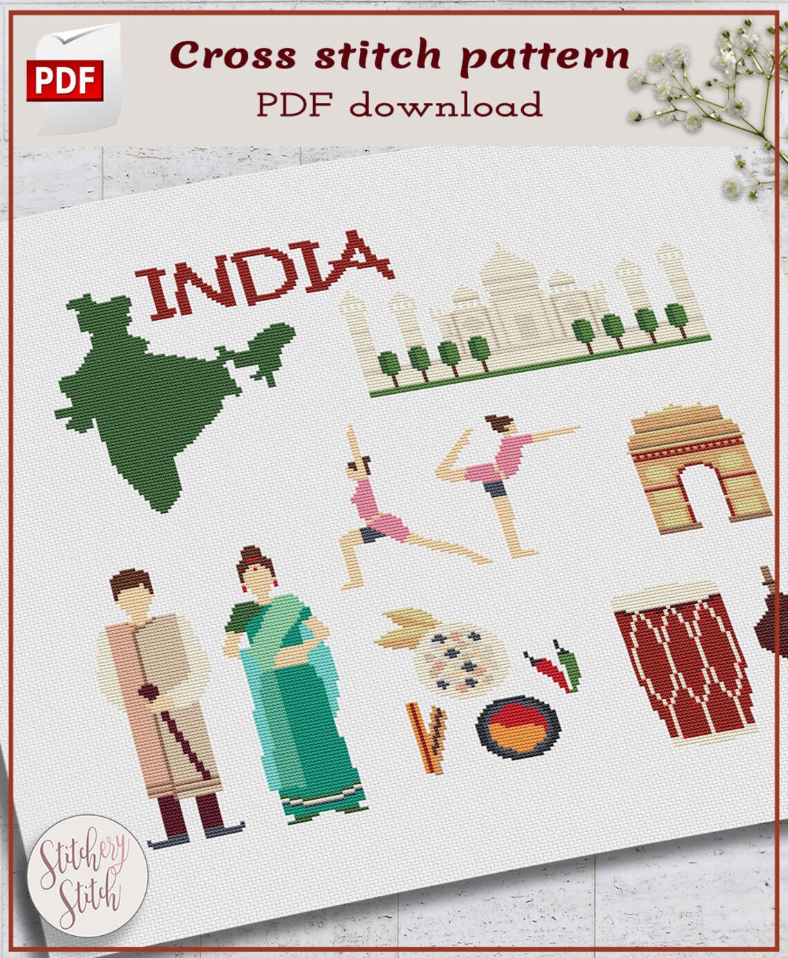 India Cross Stitch Pattern Indian Cross Stitch Chart Etsy