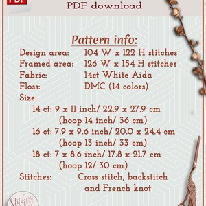 Folk art rabbit cross stitch PDF 画像 5