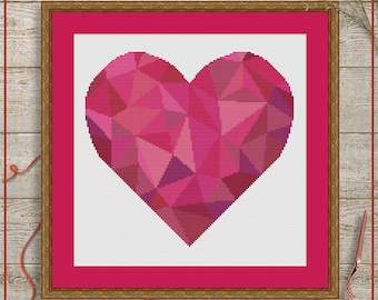 Love Heart cross stitch pattern | Love cross stitch chart | Heart cross stitch project | Geometric cross stitch PDF