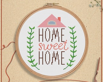 Home sweet home cross stitch pattern | Subversive cross stitch chart | Small cross stitch project | Easy cross stitch PDF