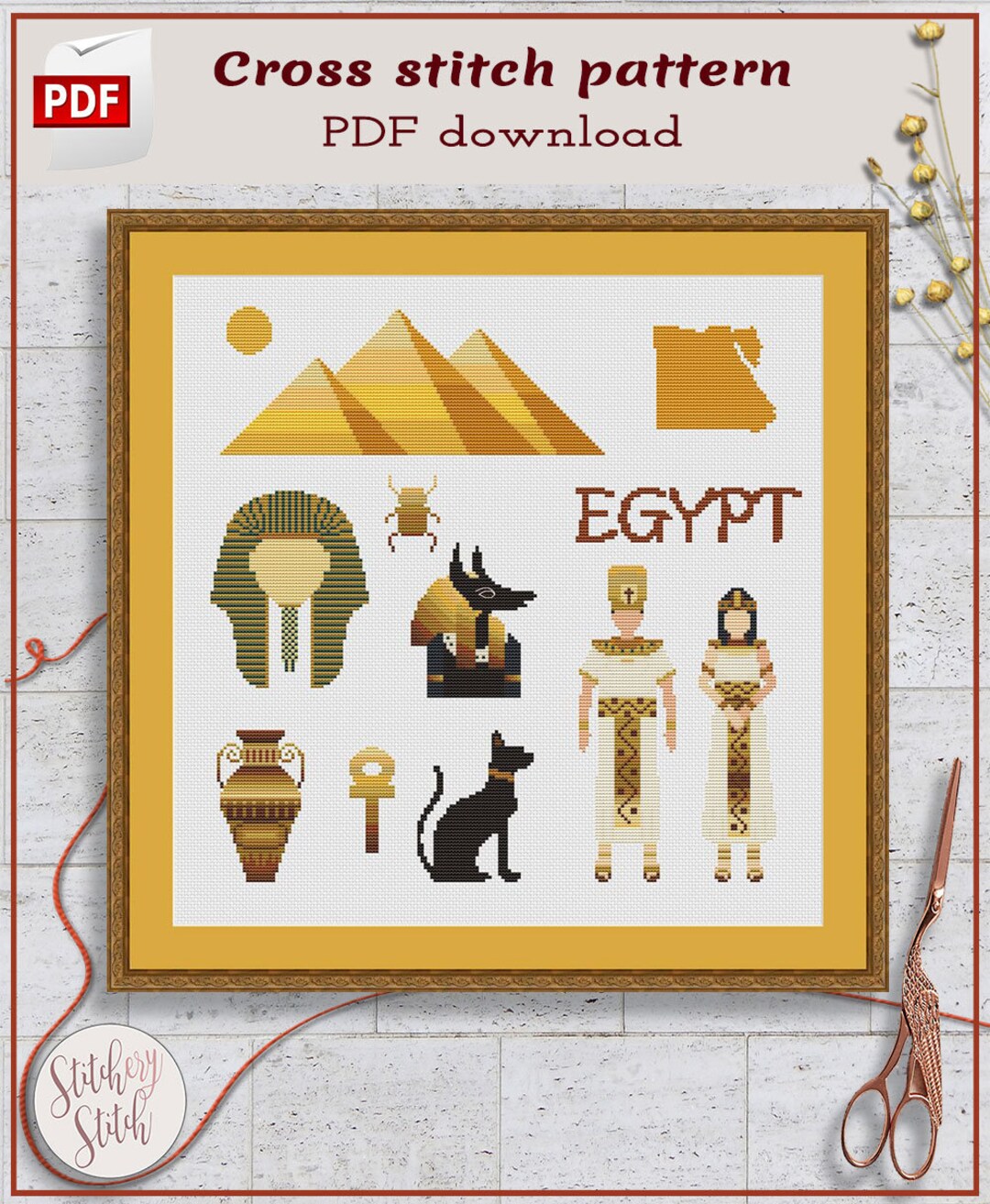 Egypt Cross Stitch Pattern Egyptian Cross Stitch Chart Country Cross