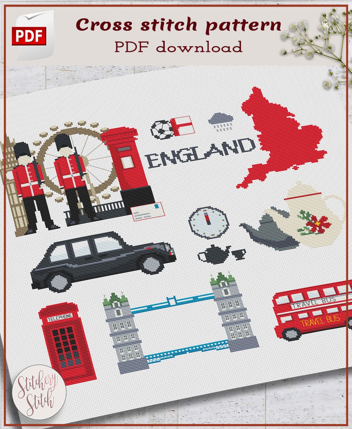 United Kingdom Cross Stitch Pattern UK Cross Stitch Chart Etsy