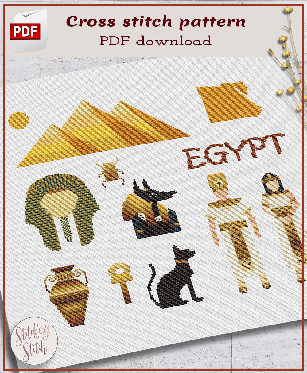 Egypt Cross Stitch Pattern Egyptian Cross Stitch Chart Etsy