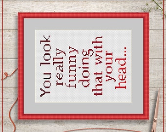 Funny Head Quote Cross Stitch Pattern | Sarcastic DIY (PDF)