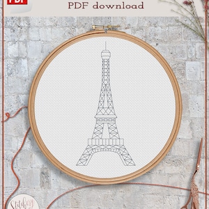 Eiffel Tower cross stitch pattern | Paris cross stitch chart | France cross stitch design | Small cross stitch PDF