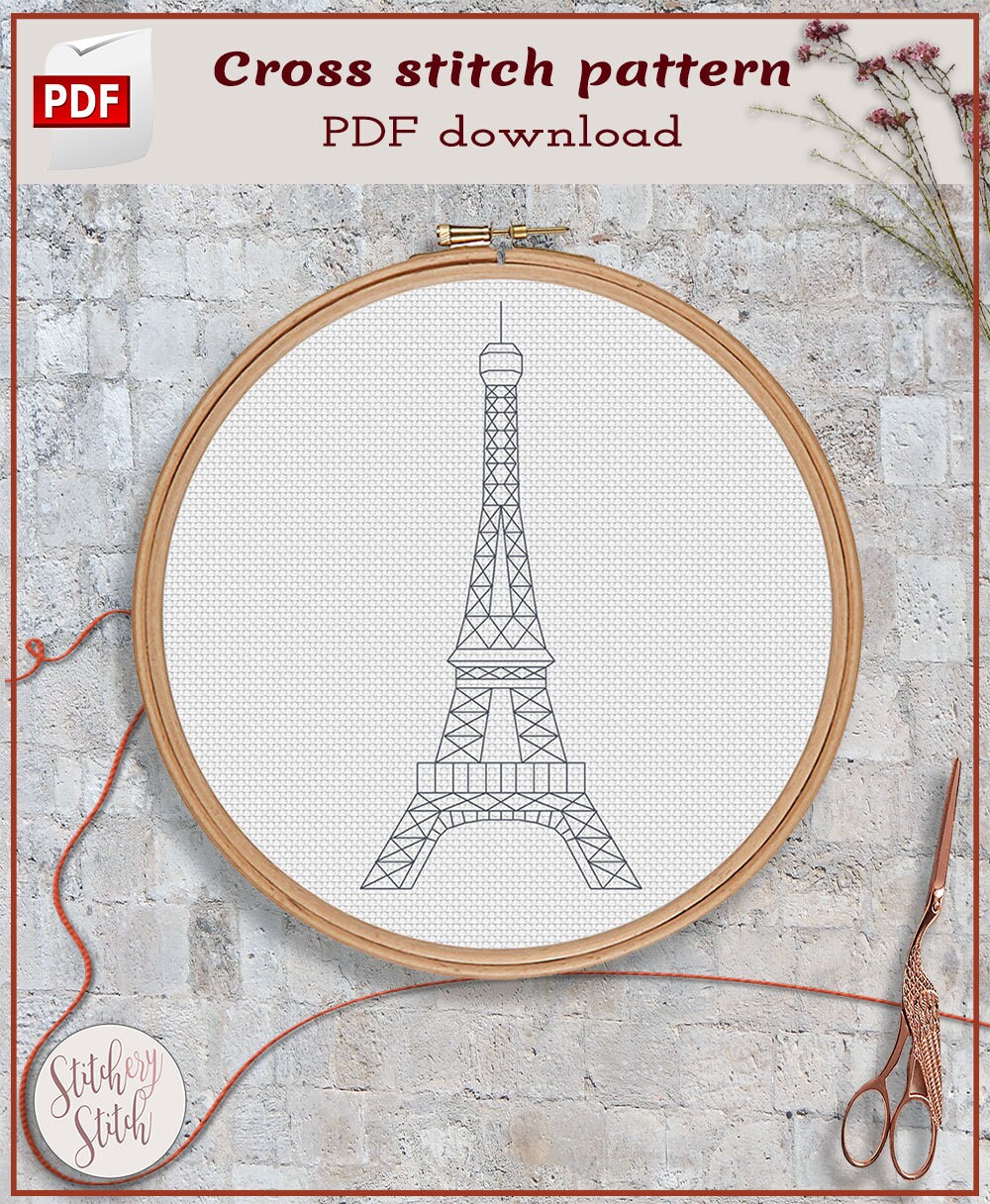 Eiffel Tower Cross Stitch Pattern Paris Cross Stitch Chart | Etsy