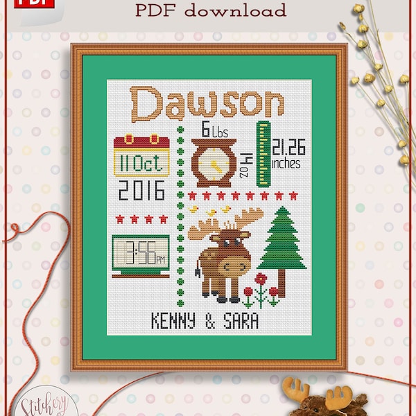 Needlepoint Birth Announcement Etsy