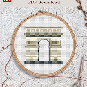 Triumphal arch cross stitch pattern | Paris cross stitch chart | France cross stitch design | Easy cross stitch PDF
