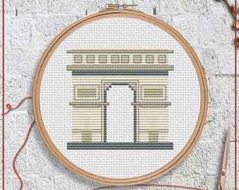 Triumphal arch cross stitch pattern | Paris cross stitch chart | France cross stitch design | Easy cross stitch PDF