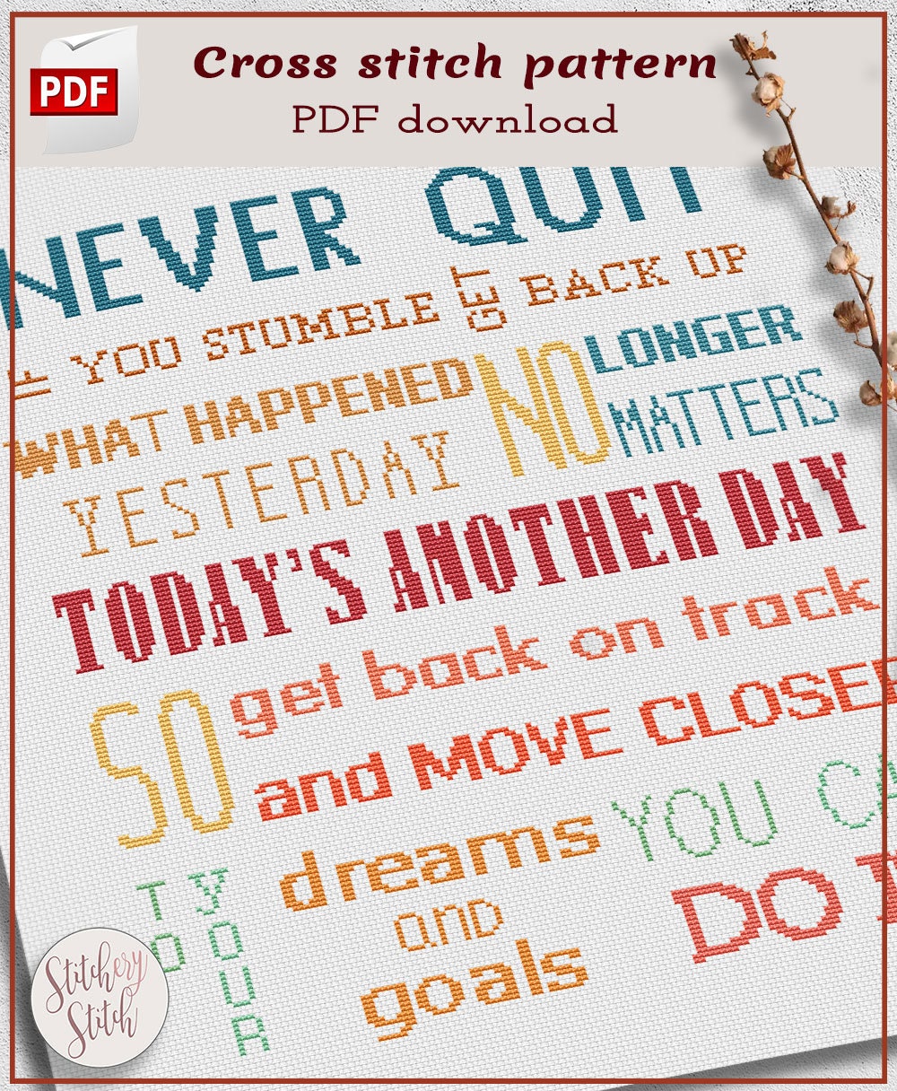 Inspirational Cross Stitch Pattern Motivational Cross Stitch - Etsy