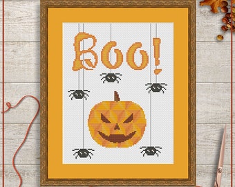 Halloween pumpkin cross stitch pattern PDF by Stitchery Stitch