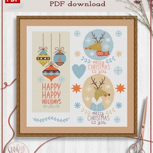 Merry Christmas to you cross stitch pattern | Christmas cross stitch chart | Xmas cross stitch design | Contemporary cross stitch PDF