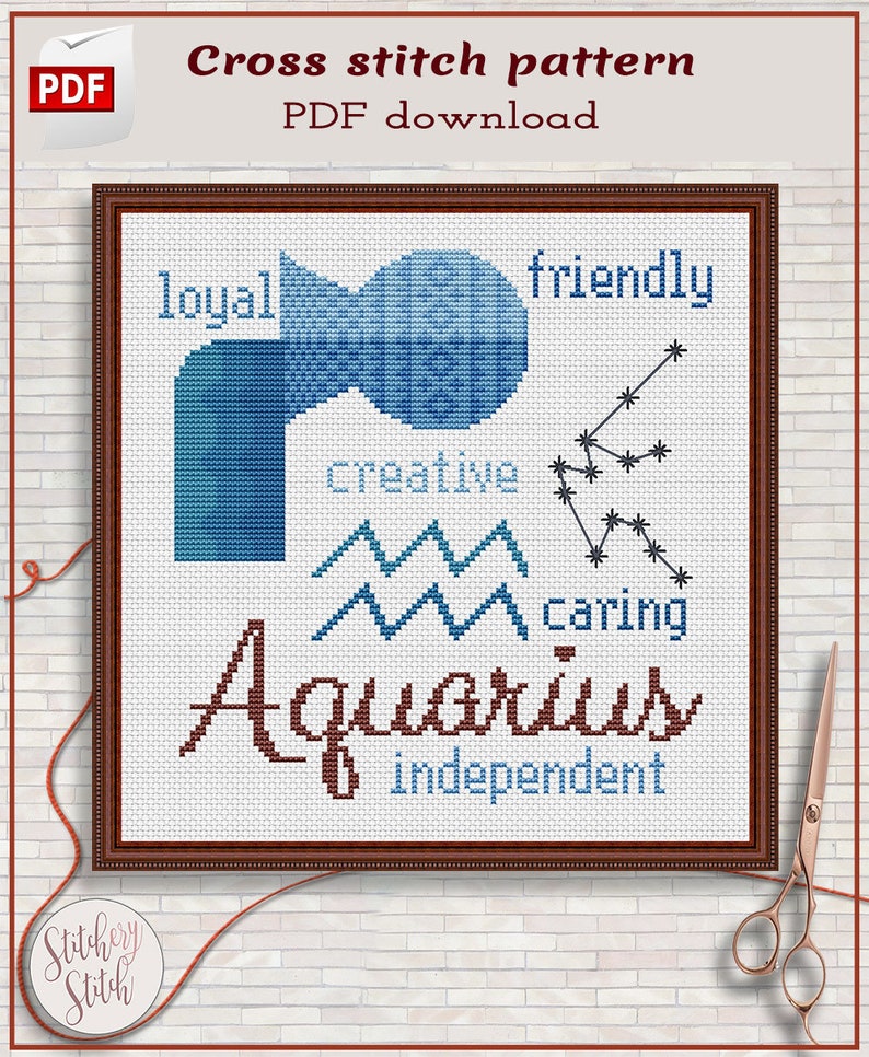 Aquarius cross stitch pattern by Stitchery Stitch 4 palettes image 3