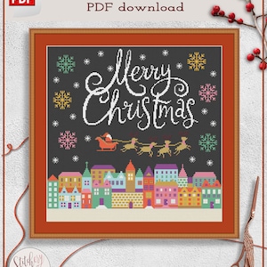 Festive cross stitch pattern, Xmas cross stitch pattern